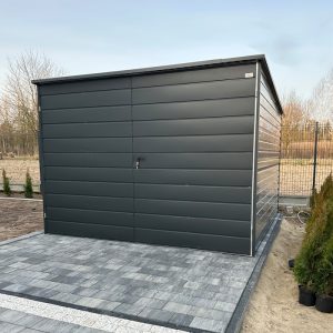 Garaż 3x3 m- dach ze spadem w tył - kolor: grafit mat