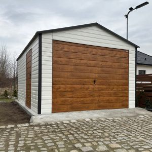 Garaż 4x5 dwuspadowy - drewnopodobny