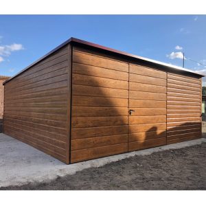 Garaż 5x5 - dach ze spadem w tył - drewnopodobny