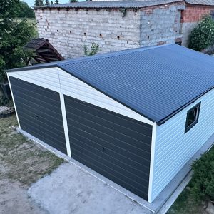 Garaż 6x6 dwuspadowy - BIAŁY + GRAFIT